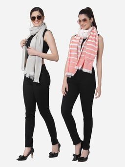 ARRABI - Multi Solid Handwoven Cotton Stoles (Pack of 2)