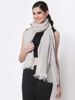 ARRABI - Grey Solid Handwoven Cotton Full Size Stole