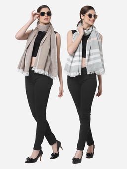 ARRABI - Multi Solid Handwoven Cotton Stoles (Pack of 2)