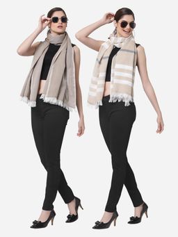 ARRABI - Multi Solid Handwoven Cotton Stoles (Pack of 2)
