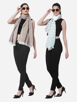 ARRABI - Multi Solid Handwoven Cotton Stoles (Pack of 2)