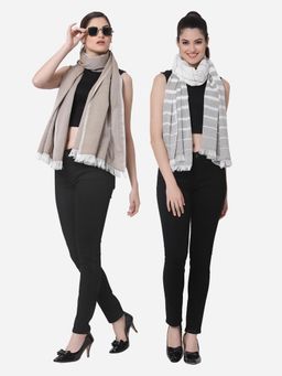 ARRABI - Multi Solid Handwoven Cotton Stoles (Pack of 2)