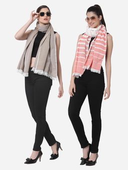 ARRABI - Multi Solid Handwoven Cotton Stoles (Pack of 2)
