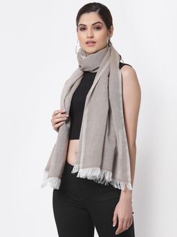 ARRABI - Brown Solid Handwoven Cotton Full Size Stole