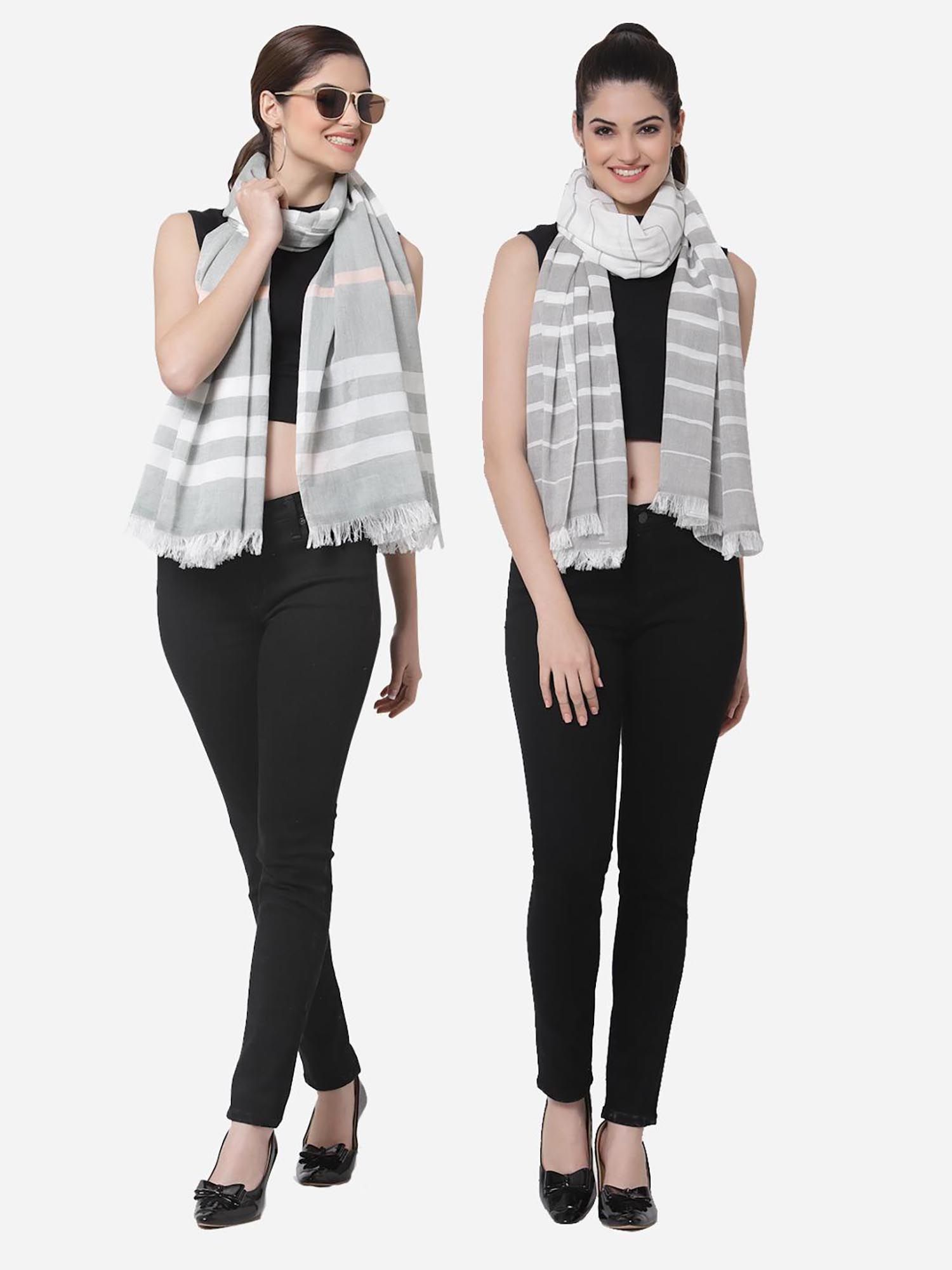 Multi Solid Handwoven Cotton Stoles (Pack of 2)-image-8