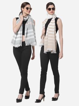 ARRABI - Multi Solid Handwoven Cotton Stoles (Pack of 2)