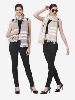ARRABI - Multi Solid Handwoven Cotton Stoles (Pack of 2)