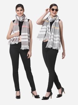 ARRABI - Multi Solid Handwoven Cotton Stoles (Pack of 2)