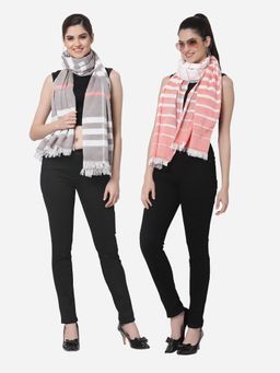 ARRABI - Multi Solid Handwoven Cotton Stoles (Pack of 2)