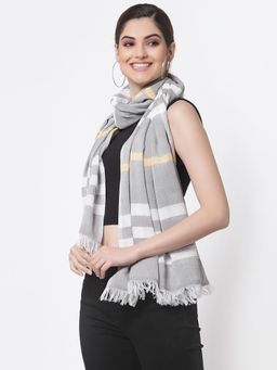 ARRABI - Grey Striped Handwoven Cotton Full Size Stole