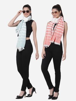 ARRABI - Multi Solid Handwoven Cotton Stoles (Pack of 2)