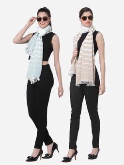 ARRABI - Multi Solid Handwoven Cotton Stoles (Pack of 2)