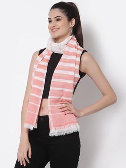 ARRABI - Red Striped Handwoven Cotton Full Size Stole