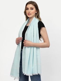 ARRABI - Blue Striped Handwoven Cotton Full Size Stole