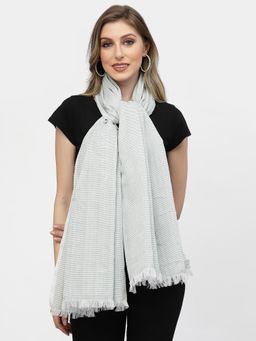 ARRABI - Grey Striped Handwoven Cotton Full Size Stole