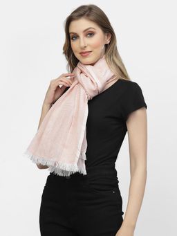 ARRABI - Pink Striped Handwoven Cotton Full Size Stole
