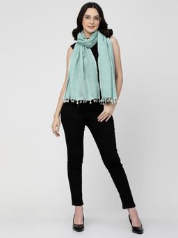 ARRABI - Turquoise Solid Handwoven Cotton Full Size Stole