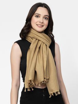 ARRABI - Brown Solid Handwoven Cotton Full Size Stole