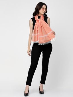 ARRABI - Orange Solid Handwoven Cotton Full Size Stole