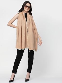 ARRABI - Beige Striped Handwoven Cotton Full Size Stole