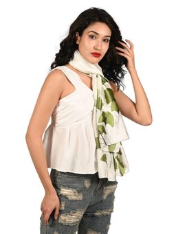 Odette - Ivory Printed Satin Scarf for Women