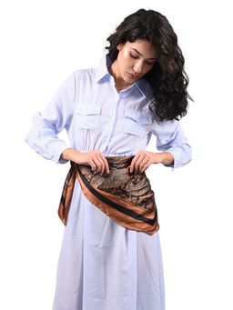 Odette - Brown Printed Satin Scarf for Women
