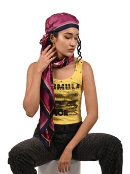 Odette - Pink Printed Satin Scarf for Women