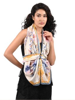 Odette - Ivory Printed Satin Scarf for Women