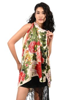 Odette - Multi-Color Printed Satin Scarf for Women