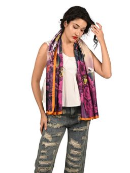 Odette - Multicolor Printed Satin Scarf for Women