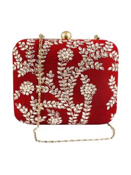 The Purple Sack - Maroon Embellished Clutch
