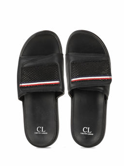 Carlton London - Stripes Black Sliders