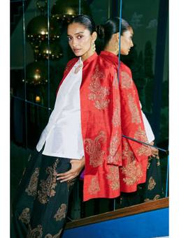 dash and dot - Red Embroidered Paisley Jacket