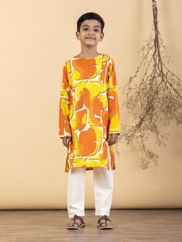Readiprint - Straight Style Cotton Fabric Yellow Kurta And Pyjama