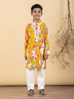 Readiprint - Straight Style Cotton Fabric Mustard Kurta And Pyjama