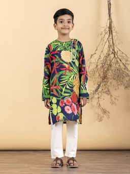 Readiprint - Straight Style Cotton Fabric Multi-Color Kurta And Pyjama