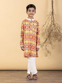 Readiprint - Straight Style Cotton Fabric Red Kurta And Pyjama