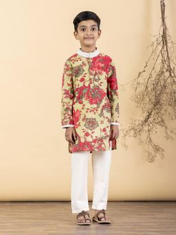 Readiprint - Straight Style Cotton Fabric Multi-Color Kurta And Pyjama