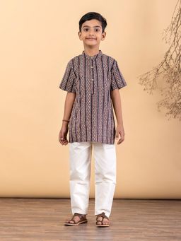 Readiprint - Straight Style Cotton Fabric Black Kurta And Pyjama