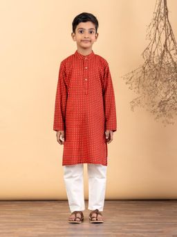 Readiprint - Straight Style Cotton Fabric Maroon Kurta And Pyjama