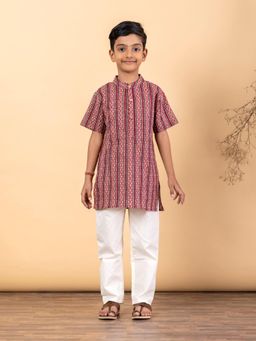 Readiprint - Straight Style Cotton Fabric Maroon Kurta And Pyjama