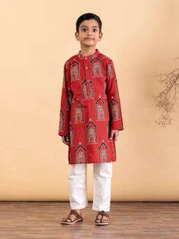 Readiprint - Straight Style Cotton Fabric Maroon Kurta And Pyjama
