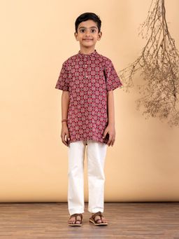 Readiprint - Straight Style Cotton Fabric Maroon Kurta And Pyjama