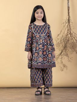 Readiprint - Peplum Style Cotton Fabric Blue Kurta With Palazzo