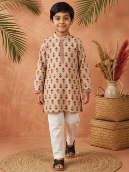 Readiprint - Straight Style Cotton Fabric Beige and Beige Kurta And Pyjama