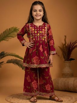Readiprint - Peplum Style Cotton Fabric Pink Kurti And Palazzo