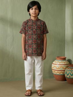 Readiprint - Straight Style Cotton Fabric Maroon Kurta And Pyjama