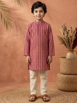 Readiprint - Straight Style Cotton Fabric Pink Kurta And Pyjama