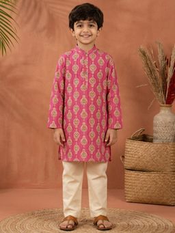 Readiprint - Straight Style Cotton Fabric Pink Kurta And Pyjama
