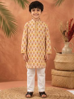 Readiprint - Straight Style Cotton Fabric Beige and Pink Kurta And Pyjama